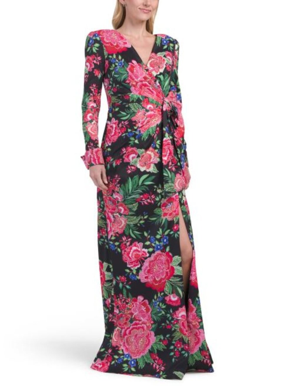 TADASHI SHOJI Long Sleeve Floral Gown